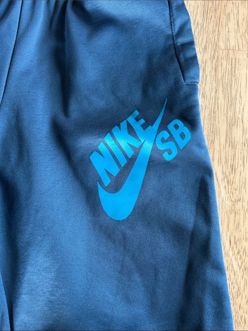 Nike Boys' Dark Navy Athletic Shorts with Teal Logo